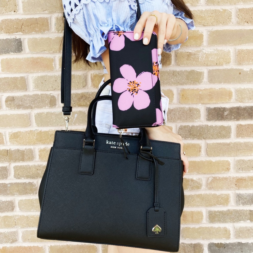 BUNDLE Kate spade Satchel Black Floral wallet - Picture 2 of 8
